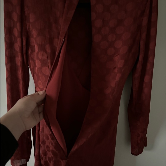 ASTR the label dress long sleeve rust red polka dot - Picture 7 of 8